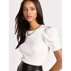 Lumière Puff-Sleeve Ribbed Knit Tee